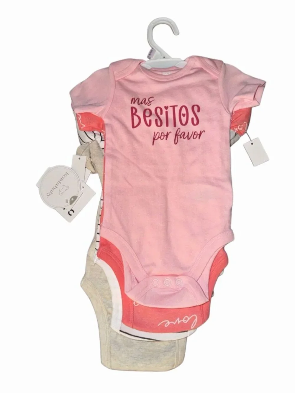 Koala Baby Girls Set of 4 Bodysuits Multi-Pattern Mas Besitos 6-9m